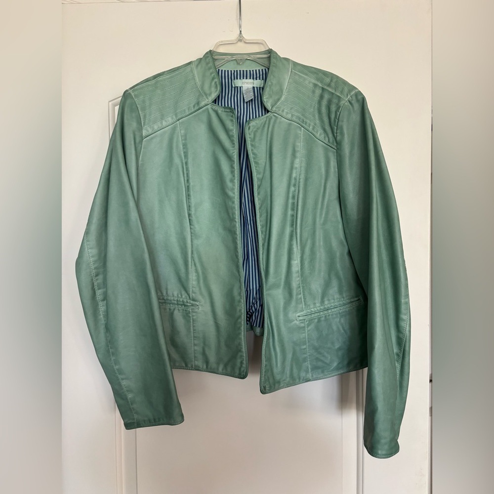 Chico's Mint Leather Jacket
